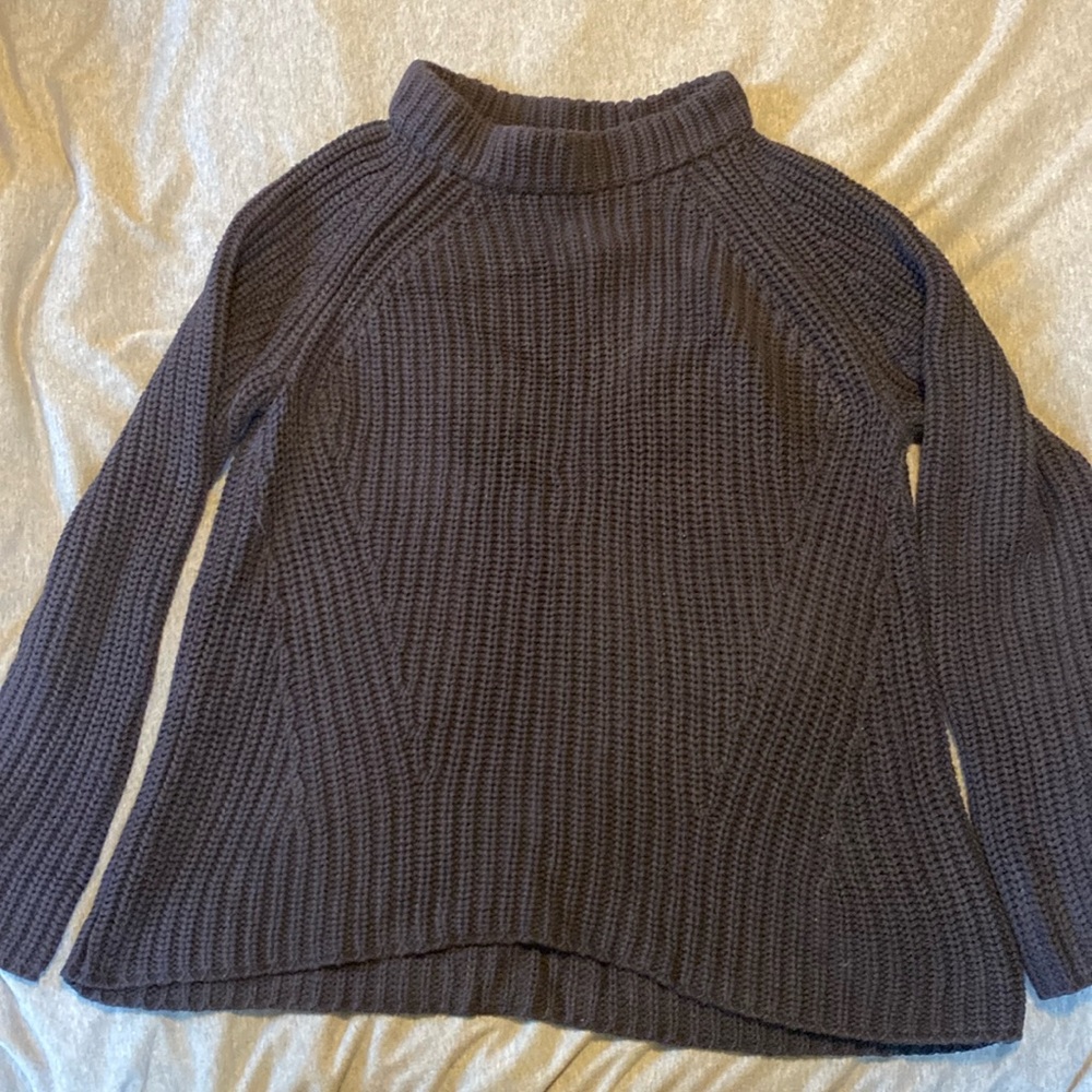 Classic Navy Blue Women's Chunky Knit Cotton Sweater